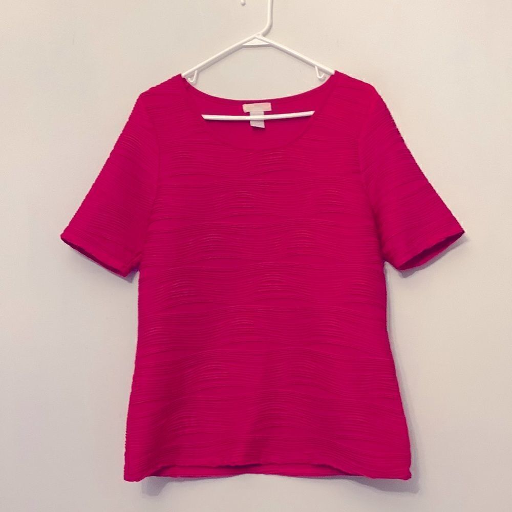 Christina hot pink short sleeve blouse Size XL Length 26” Bust 18”